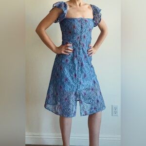Floral Blue and Pink Lace Dress - Avec Les Filles XS - new never worn